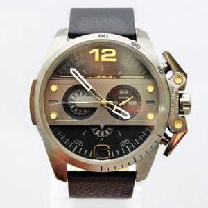 New DIESEL DZ4386 Multifunction Black Metal Ironside Leather Band Men Watch